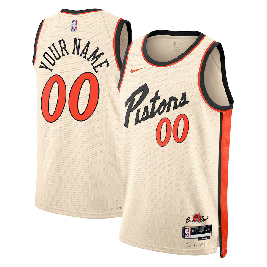 Men Detroit Pistons Nike White City Edition 2024-25 Custom Swingman NBA Jersey